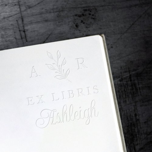 Hand_drawn Branch Initials Name Ex Libris Book Embosser