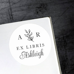 Hand-drawn Branch Initials Name Library Bookplate