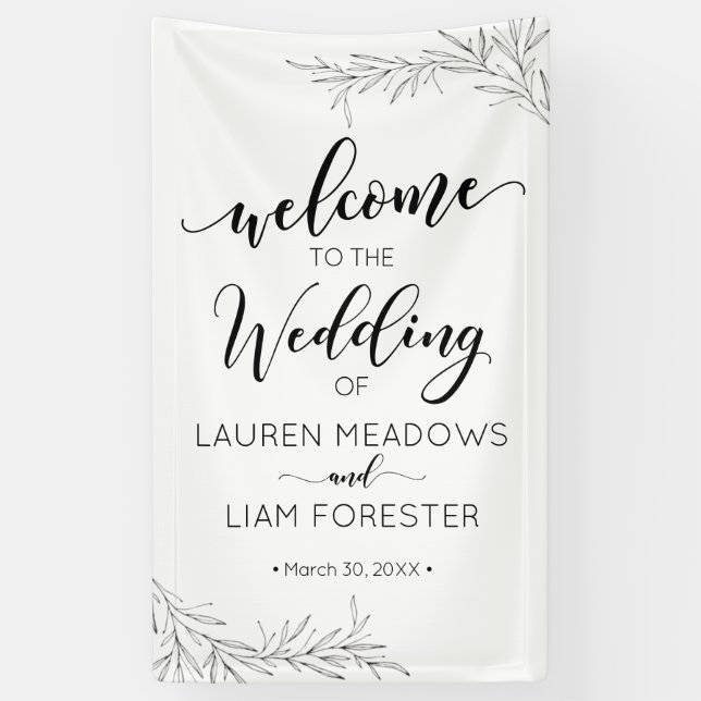 Hand Drawn Branches Wedding Welcome Banner (Vertical)