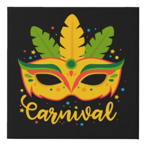 hand drawn brazilian carnival mask faux canvas print