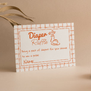 Hand Drawn Bread Vase Neutral Baby Diaper Raffle Enclosure Card