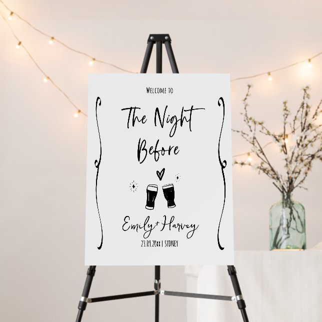 Hand Drawn Brewery Rehearsal Dinner Welcome Sign  (In Situ (Stand))