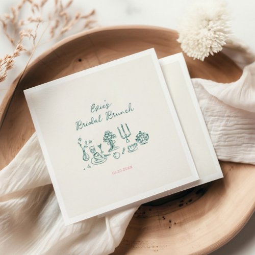 Hand Drawn Bridal Brunch Napkins