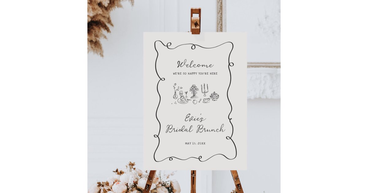 Hand Drawn Bridal Brunch Welcome Sign | Zazzle