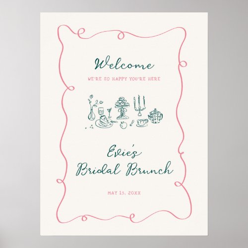 Hand Drawn Bridal Brunch Welcome Sign