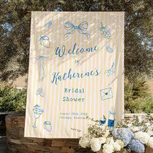 Hand Drawn Bridal Shower Backdrop Tapestry