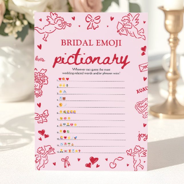 Hand Drawn Bridal Shower Emoji Pictionary Game Invitation (Hand Drawn Bridal Shower Emoji Pictionary Game)