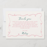 Hand Drawn Bridal Shower  Thank You Card<br><div class="desc">Whimsical bridal shower thank you card featuring a hand-drawn squiggly frame,  accompanied by a casual,  handwritten font. On the reverse side is space for a photo.
The thank you cards come in a fun color scheme of jungle green and pink.</div>