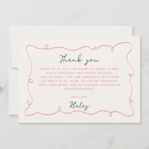 Hand Drawn Bridal Shower  Thank You Card