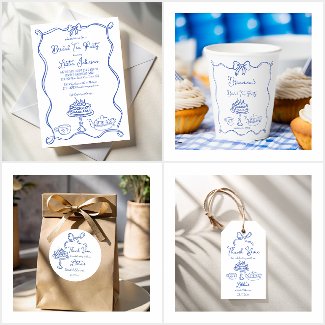 Hand drawn bridal tea party 