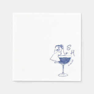 Hand Drawn Bride And Groom  Cocktail Wedding  Napkins