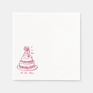 Hand Drawn Bride and Groom wadding Napkins