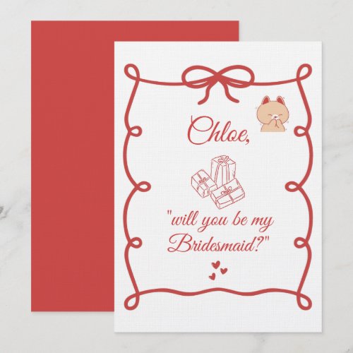 Hand Drawn Bridesmaid bridal Proposal Cards