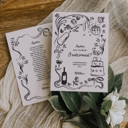 Hand Drawn Bridesmaid Proposal Cards