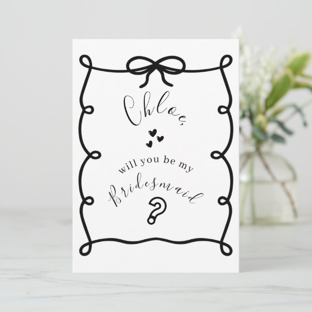 Hand Drawn Bridesmaid Proposal Cards (Standing Front)