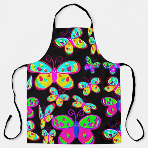 Hand_drawn Bright and Beautiful Heart Butterflies Apron