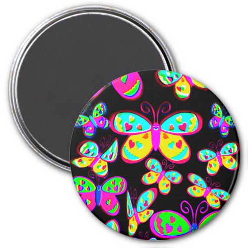 Hand_drawn Bright and Beautiful Heart Butterflies Magnet