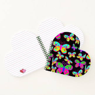 Hand-drawn Bright and Beautiful Heart Butterflies Notebook