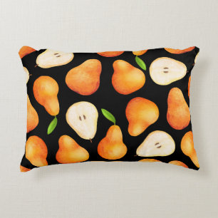 Hand drawn bright fruits seamless pattern. Realist Accent Pillow