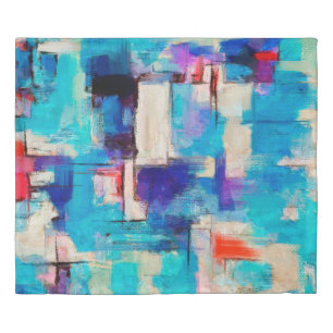 Hand drawn bright painting, background in impressi duvet cover