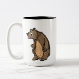 Hand-Drawn Brown Bear Two-Tone Ceramic Mug