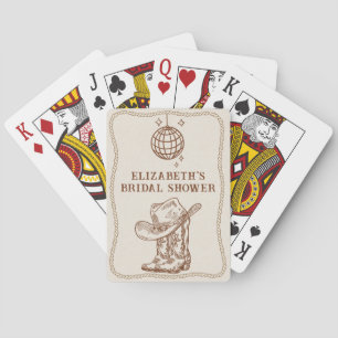 Hand Drawn Brown Cowgirl Western Boots Disco Party Poker Cards