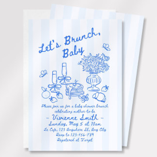 Hand Drawn Brunch Baby Shower Printable Invitation