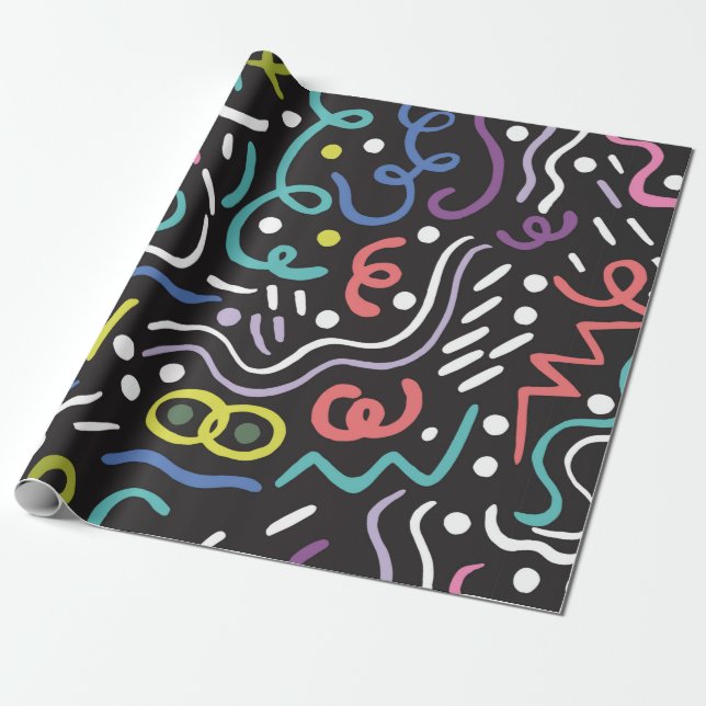 Hand drawn brush. Abstract pattern, zigzags, lines Wrapping Paper (Unrolled)