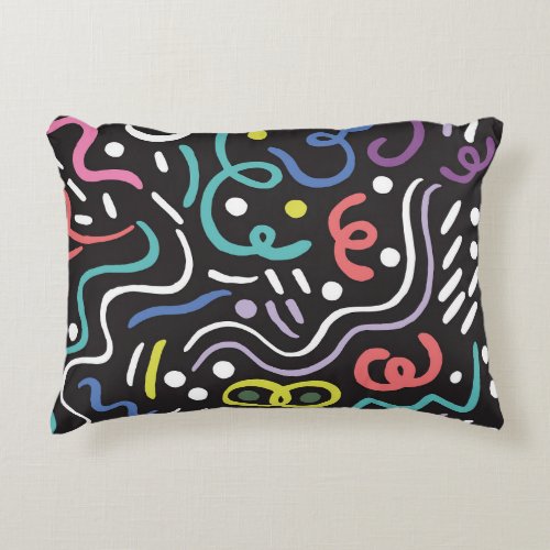 Hand_drawn brush pattern zigzag lines accent pillow