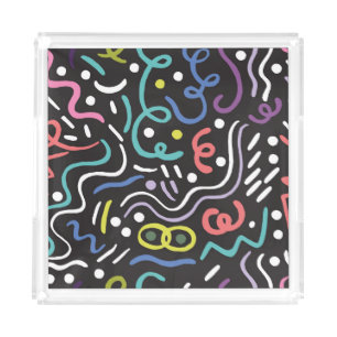 Hand-drawn brush pattern, zigzag lines. acrylic tray
