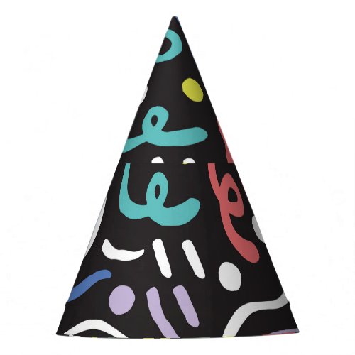 Hand_drawn brush pattern zigzag lines party hat