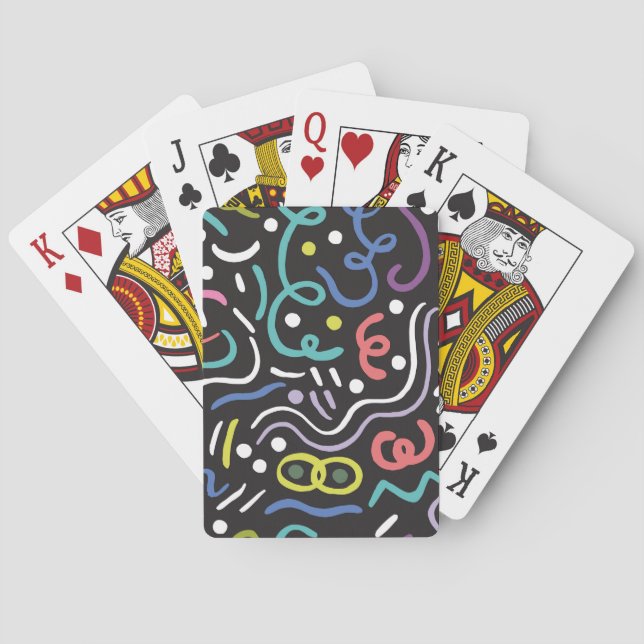 Hand-drawn brush pattern, zigzag lines. poker cards (Back)