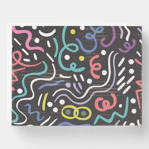 Hand_drawn brush pattern zigzag lines wooden box sign