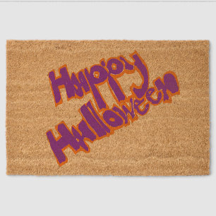 Hand-drawn bubble lettering Happy Halloween Fiber Doormat