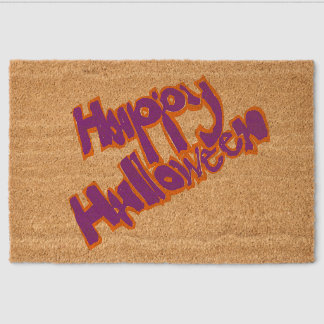 Hand-drawn bubble lettering Happy Halloween Fiber Doormat