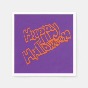 Hand Drawn Bubble Lettering Happy Halloween Napkins
