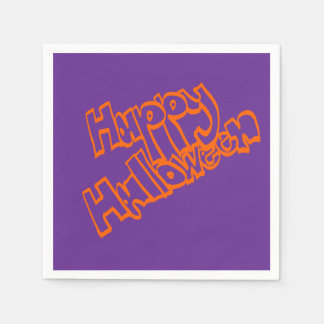 Hand Drawn Bubble Lettering Happy Halloween Napkins