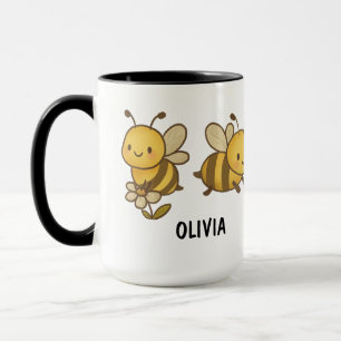 Hand Drawn Bumble Bees Custom Cute Mug