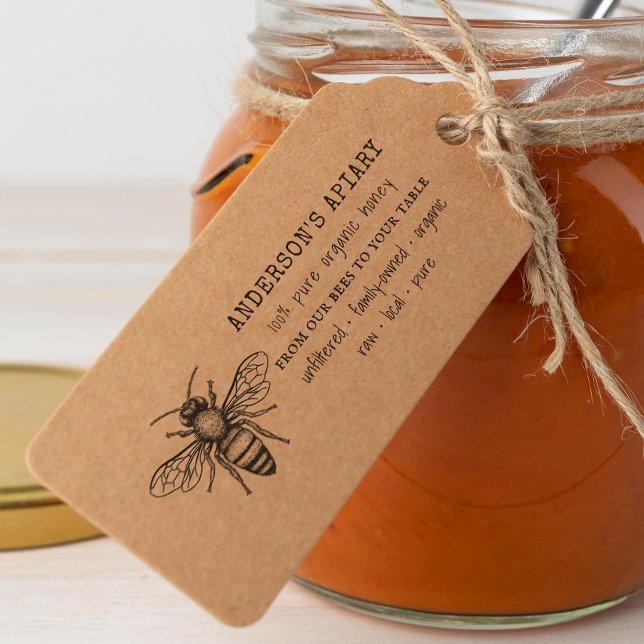 Hand-Drawn Bumblebee Pure Organic Honey Stamp (Rubber Stamp Mock-up)