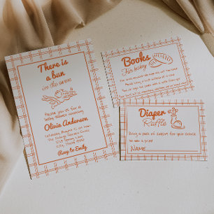 Hand Drawn Bun In The Oven Cupid Angel Baby Shower Invitation