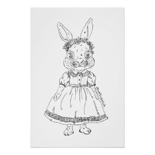 Hand-Drawn Bunny Illustration Glossy Poster