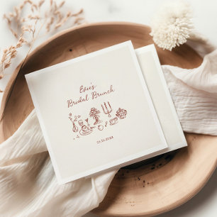 Hand Drawn Burgundy Bridal Brunch Napkins