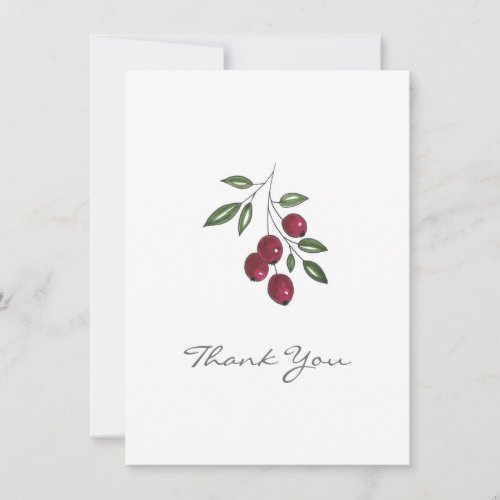 Hand Drawn Burgundy Red Berries Thank You Card
