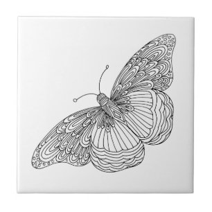 Hand Drawn Butterfly Ceramic Tile
