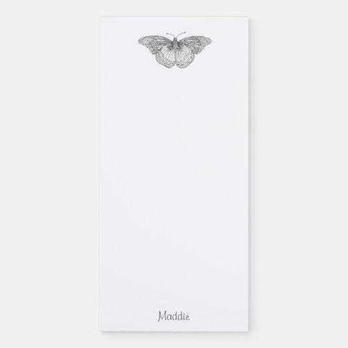 Hand Drawn Butterfly   Magnetic Notepad