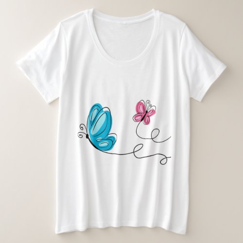 hand drawn butterfly  plus size T_Shirt