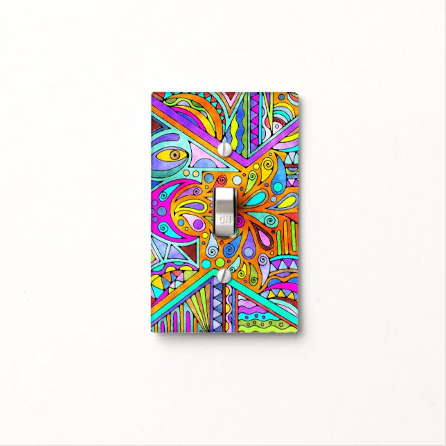 Hand Drawn By EDDArt - Blah Blah Blah 1 Light Switch Cover (In Situ)