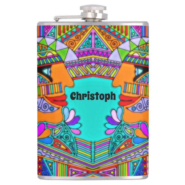 Hand Drawn By EDDArt - Pharaoh 1 Flask (Front)