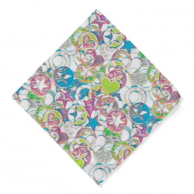 Hand Drawn By EDDArt - Stars And Hearts 1 Bandana (Front)