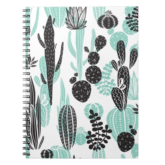 Hand Drawn Cacti: Doodle Seamless Notebook (Front)